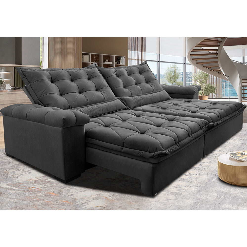 Sofá Retrátil e Reclinável Big Fresh com SoftGel D40 Velupluma Cama inBox