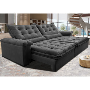 Sofá Retrátil e Reclinável Big Fresh com SoftGel D40 Velupluma Cama inBox