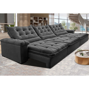 Sofá Retrátil e Reclinável Big Fresh com SoftGel D40 Velupluma Cama inBox
