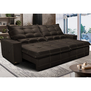 Sofá de Courino Retrátil e Reclinável Cama inBox Bourbon SoftGel D40