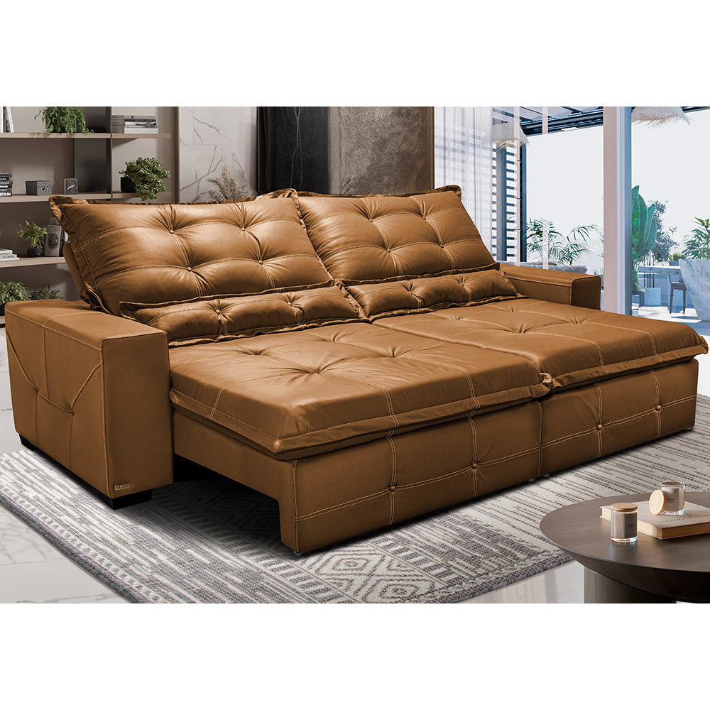 Sofá de Courino Retrátil e Reclinável Cama inBox Bourbon SoftGel D40