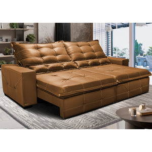 Sofá de Courino Retrátil e Reclinável Cama inBox Bourbon SoftGel D40