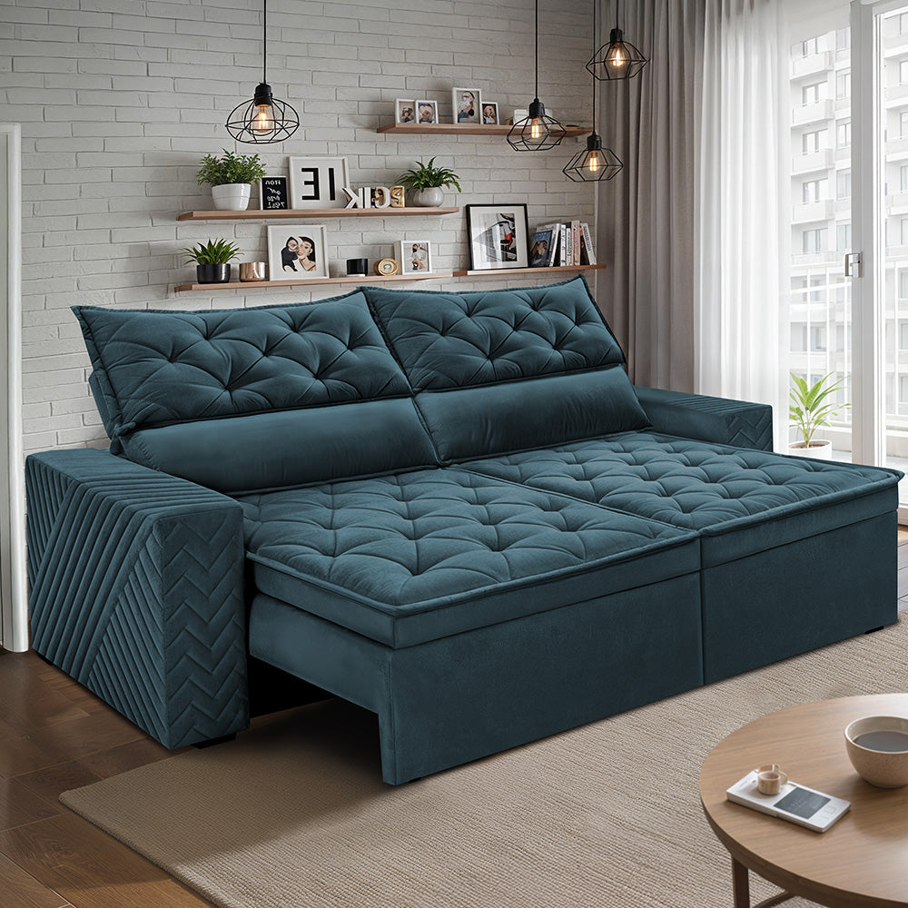 Sofá Retrátil e Reclinável Essence Velusoft Cama inBox