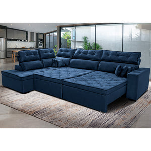 Sofá de Canto Esquerdo Retrátil e Reclinável com Molas Cama inBox Platinum Suede
