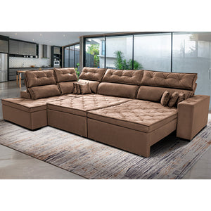 Sofá de Canto Esquerdo Retrátil e Reclinável com Molas Cama inBox Platinum Suede