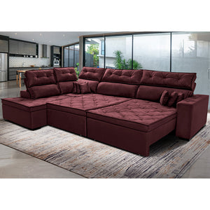 Sofá de Canto Esquerdo Retrátil e Reclinável com Molas Cama inBox Platinum Suede