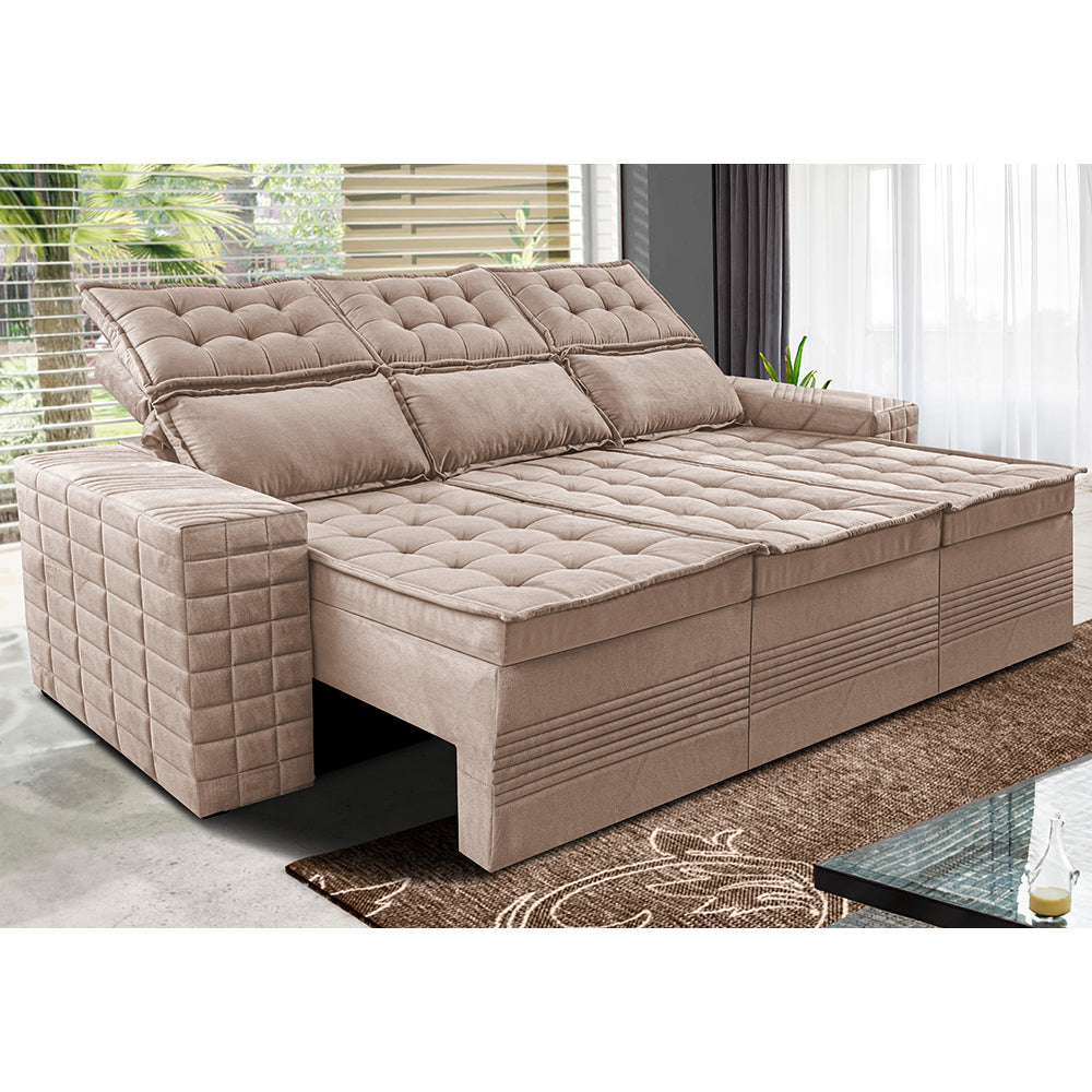Sofá 3 Lugares Retrátil e Reclinável Cama inBox Senses 2,00m Velusoft
