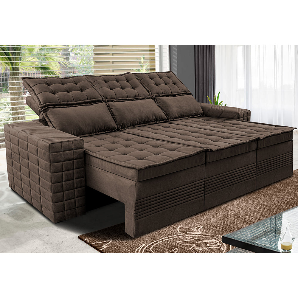 Sofá 3 Lugares Retrátil e Reclinável Cama inBox Senses 2,00m Velusoft