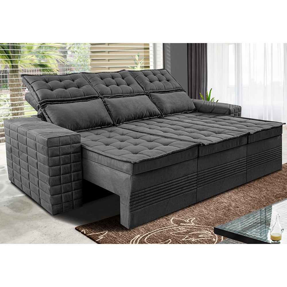 Sofá 3 Lugares Retrátil e Reclinável Cama inBox Senses 2,00m Velusoft