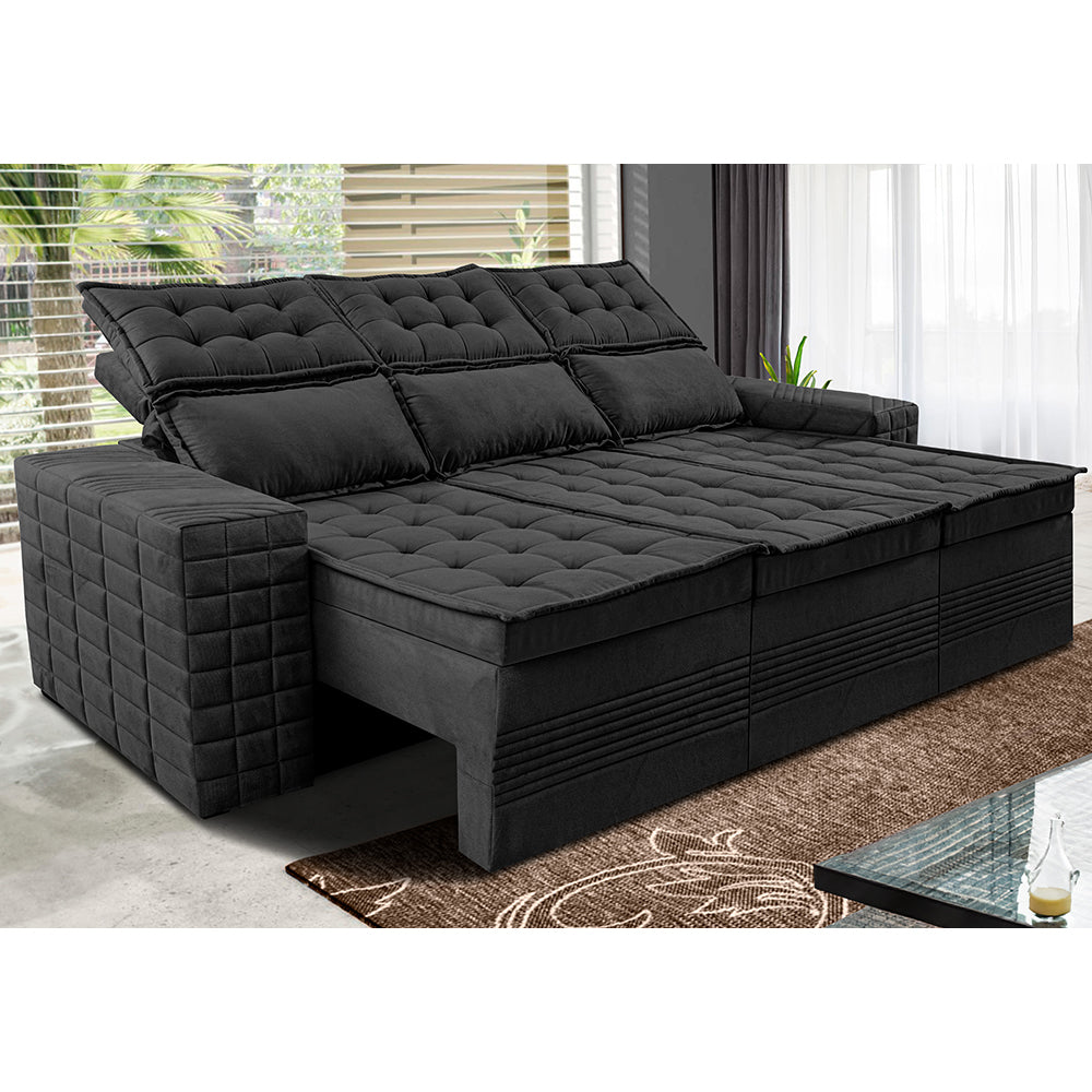 Sofá 3 Lugares Retrátil e Reclinável Cama inBox Senses 2,00m Velusoft