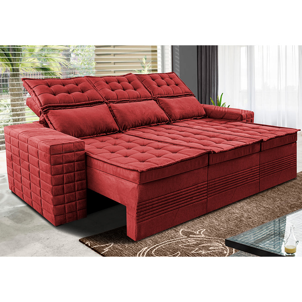 Sofá 3 Lugares Retrátil e Reclinável Cama inBox Senses 2,00m Velusoft