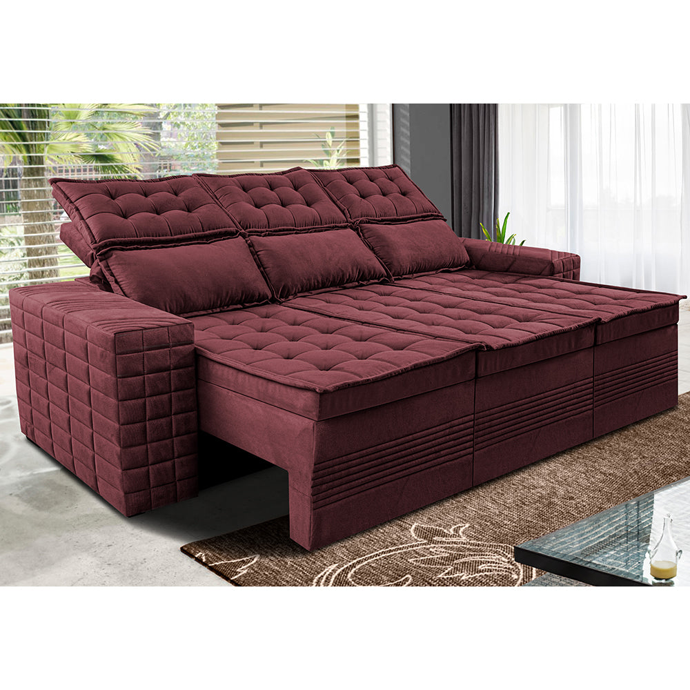 Sofá 3 Lugares Retrátil e Reclinável Cama inBox Senses 2,00m Velusoft