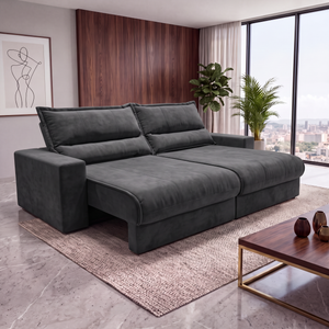 Sofá Retrátil e Reclinável Smart Clean Tecido Velusoft Cama inBox