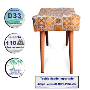 0 - Kit 3 Puff Cama inBox Bagdade Retangular com Pés em Madeira M