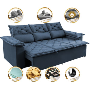 0 - Sofá 3 Lugares Retrátil e Reclinável Cama inBox Compact 2,00m