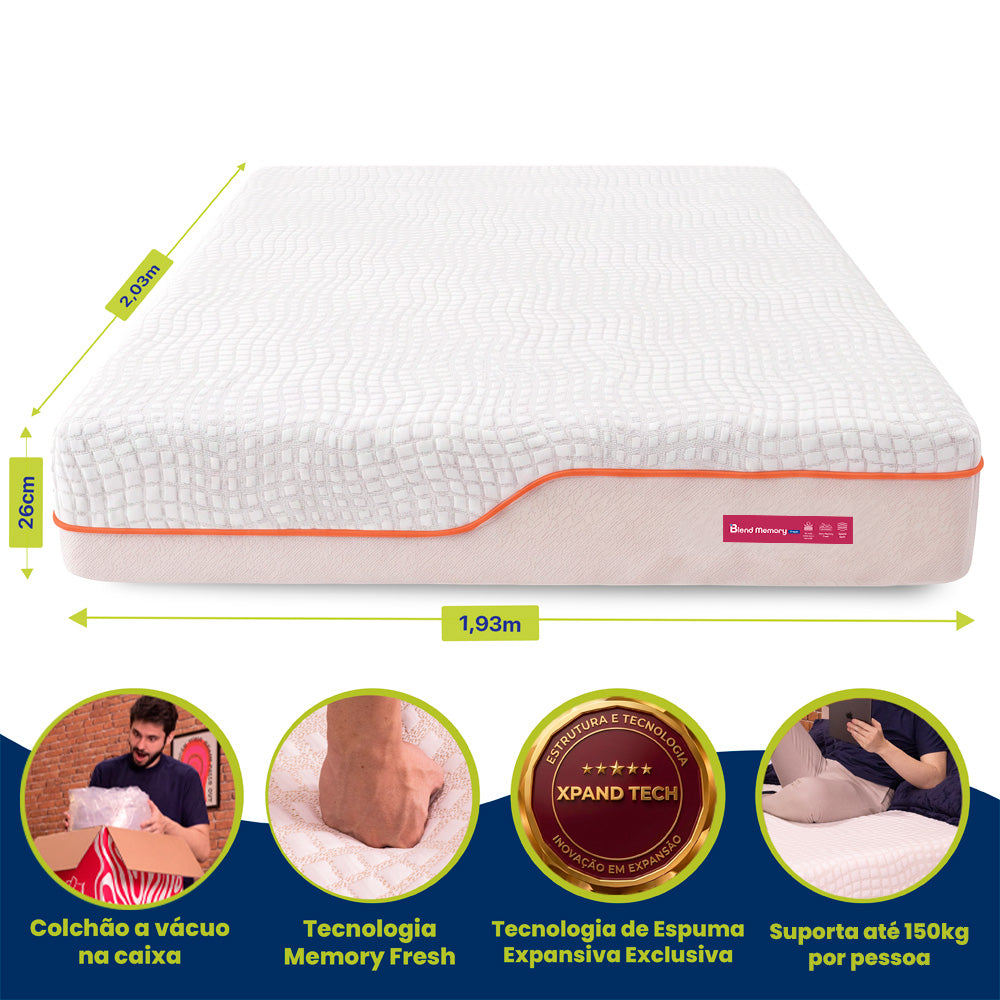 Colchão Blend Memory Fresh com Espuma Viscoelástico Cama inBox