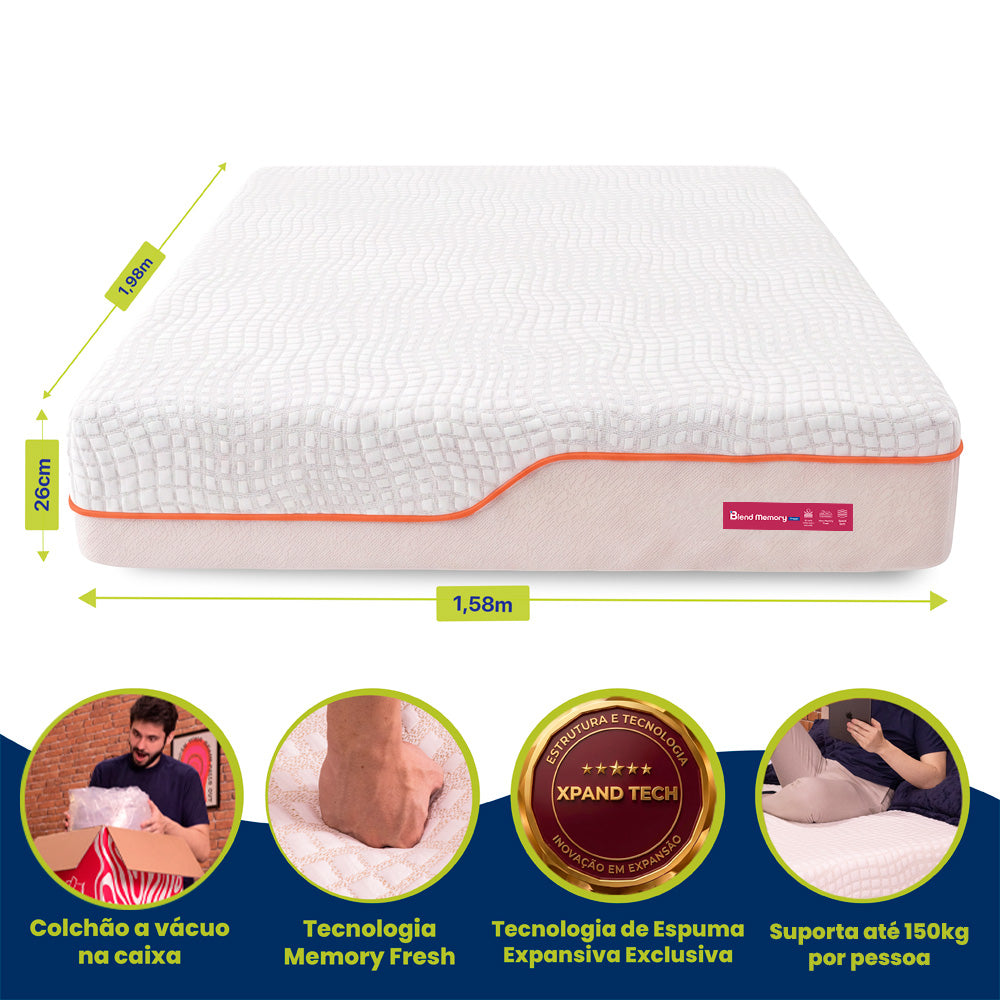 Colchão Blend Memory Fresh com Espuma Viscoelástico Cama inBox