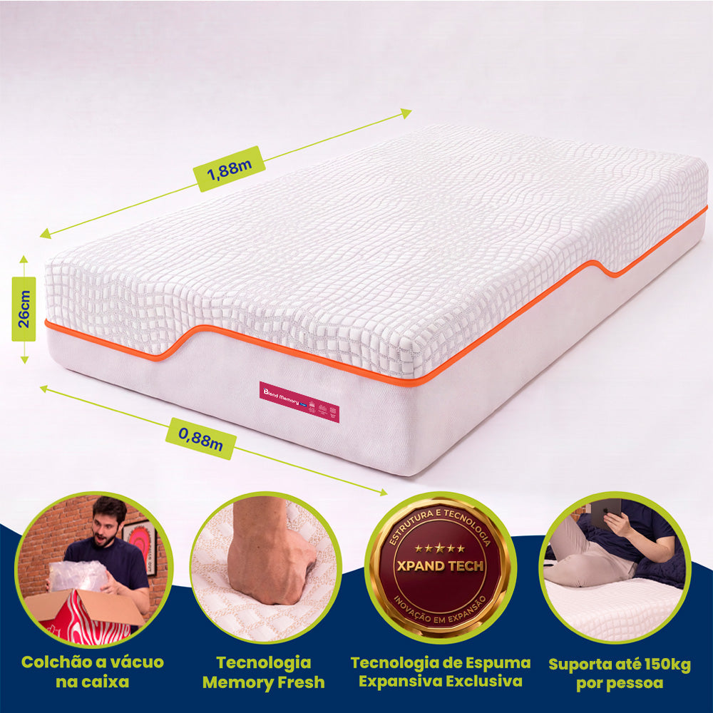 Colchão Blend Memory Fresh com Espuma Viscoelástico Cama inBox