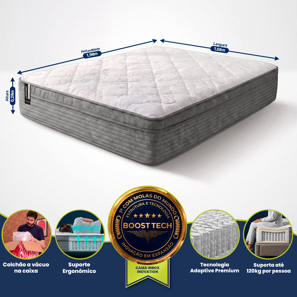 Colchão Refúgio Boost Tech de Molas Ensacadas Cama inBox