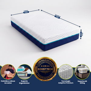 Colchão de Molas Ensacadas a Vácuo Boost Tech Memory Fresh Waterfall Cama inBox