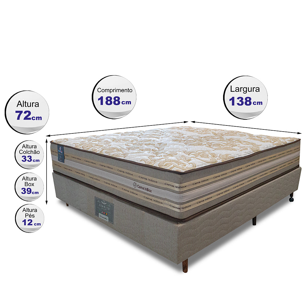 Cama Box Colchão Pillow In + Box Duo Linem de Molas Ensacadas Cama inBox