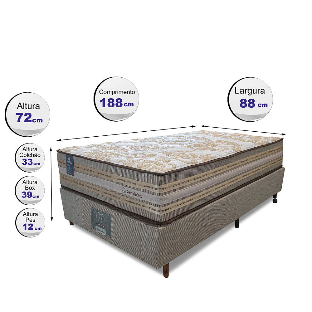 Cama Box Colchão Pillow In + Box Duo Linem de Molas Ensacadas Cama inBox