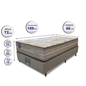 Cama Box Colchão Pillow In + Box Duo Linem de Molas Ensacadas Cama inBox