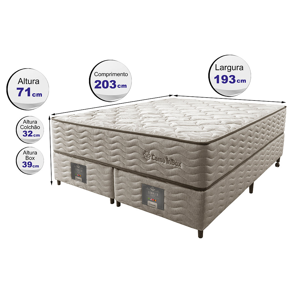 Cama Box Colchão Euro + Box Molas Ensacadas Cama inBox Ocean