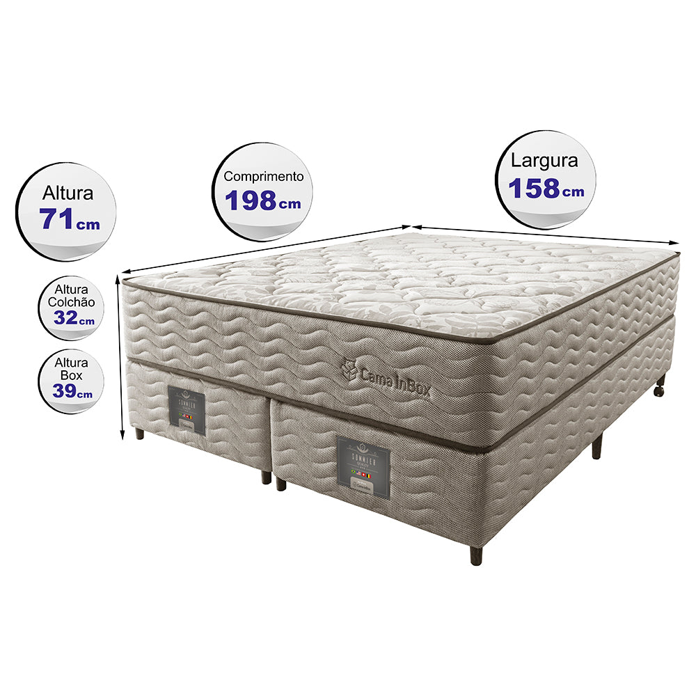 Cama Box Colchão Euro + Box Molas Ensacadas Cama inBox Ocean