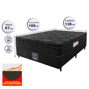 Cama Box Colchão OrtoFirm Black + Box One Face Espuma D33
