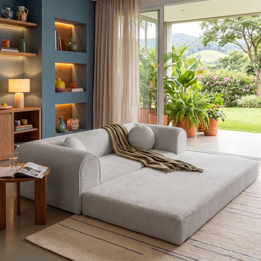 Sofá Cama Cotton Xpand Tech a Vácuo Velourê Cama inBox