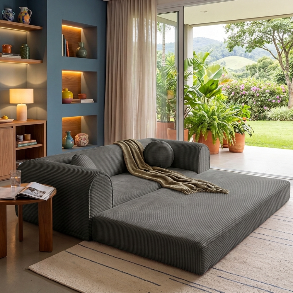 Sofá Cama Cotton Xpand Tech a Vácuo Velourê Cama inBox