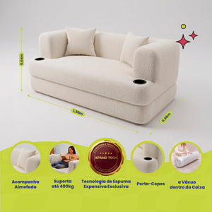 Sofá Cama Muna Xpand Tech Tecido Bouclê Cama inBox