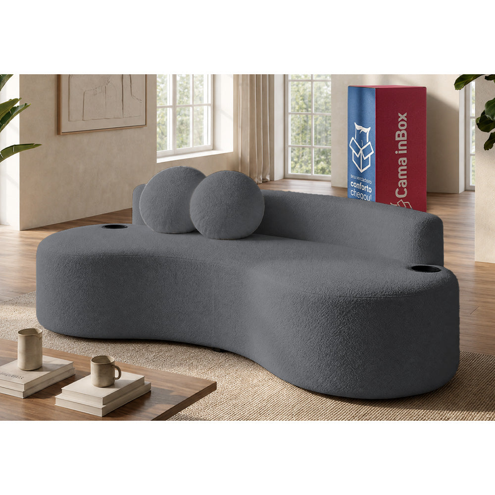 Sofá Veda Xpand Tech Tecido Bouclê a Vácuo Cama inBox