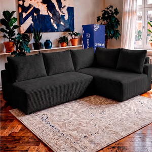 Sofá de Canto Modular Vibe Direito 2,70m x 1,70m Xpand Tech Tecido Velourê Cama inBox