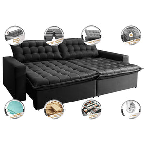 0 - Sofá Retrátil Reclinável e Cama 2,15m Cama inBox Flex Suede V