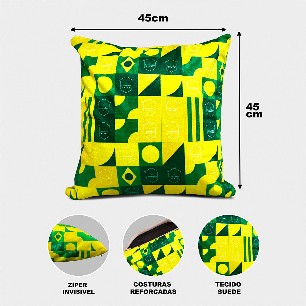 Almofadas Kit Plumie de 45x45cm 2 Uni Estampadas Brasil Cama inBox