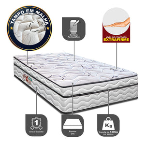 Colchão Moderne One Face Espuma D45 Branco Cama inBox