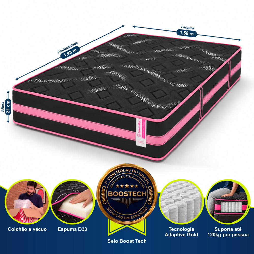 Colchão de Molas Ensacadas a Vácuo Pink Cama inBox
