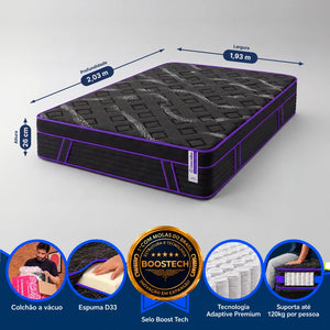 Colchão de Molas Ensacadas a Vácuo Purple Cama inBox