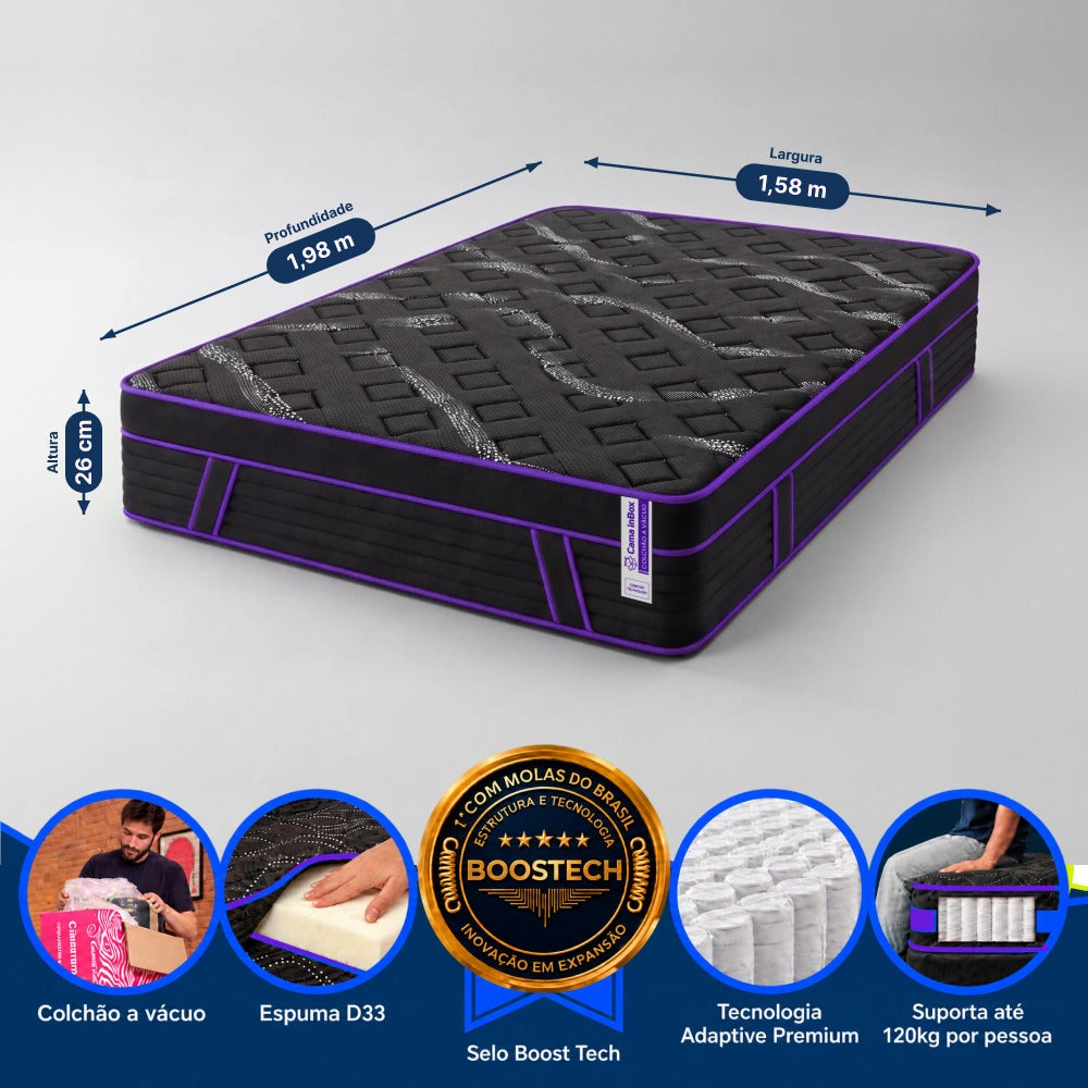 Colchão de Molas Ensacadas a Vácuo Purple Cama inBox
