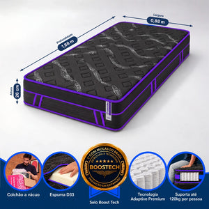 Colchão de Molas Ensacadas a Vácuo Purple Cama inBox