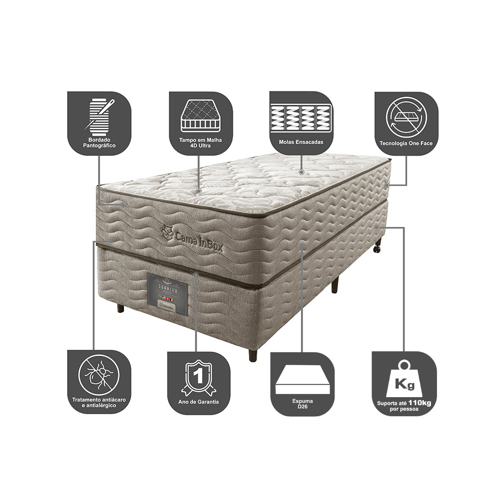 Cama Box Colchão Euro + Box Molas Ensacadas Cama inBox Ocean