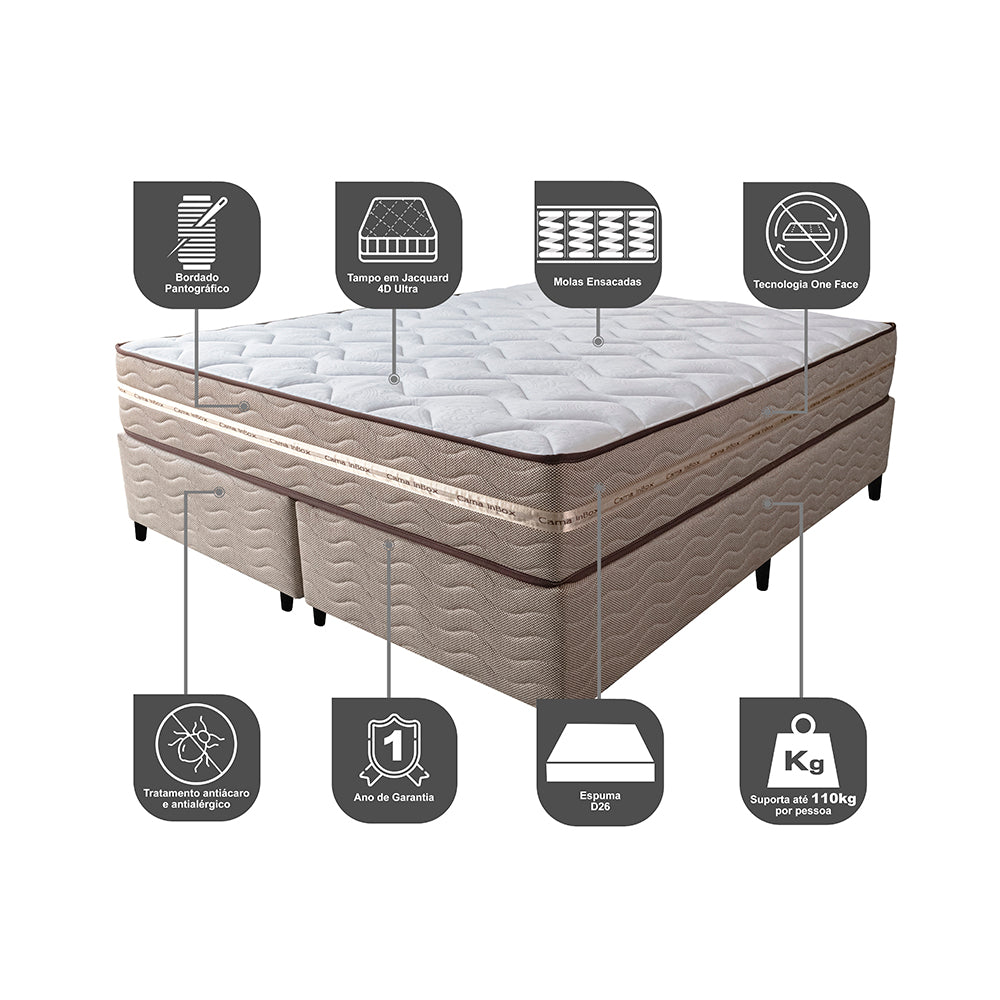 Cama Box (Colchão + Box) de Molas Ensacadas Cama inBox Smart Gold