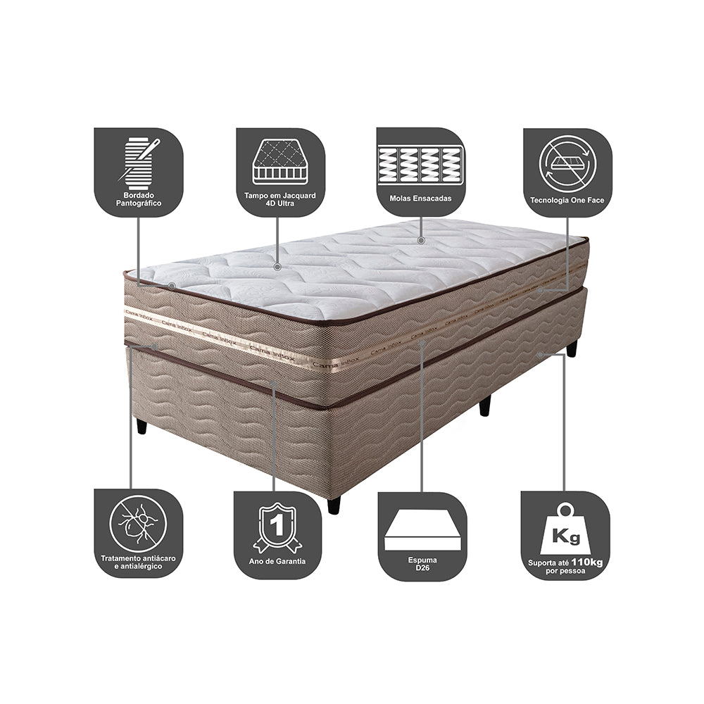 Cama Box (Colchão + Box) de Molas Ensacadas Cama inBox Smart Gold