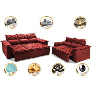Conjunto de Sofá 3 e 2 Lugares Retrátil e Reclinável Cama inBox Compact