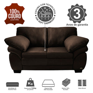 Sofá de Couro Legítimo Cama inBox Monterrey
