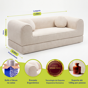 Sofá Cama Cotton Xpand Tech a Vácuo Velourê Cama inBox
