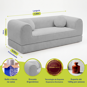 Sofá Cama Cotton Xpand Tech a Vácuo Velourê Cama inBox