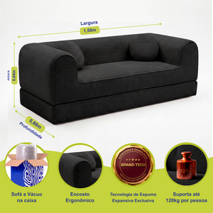 Sofá Cama Cotton Xpand Tech a Vácuo Velourê Cama inBox